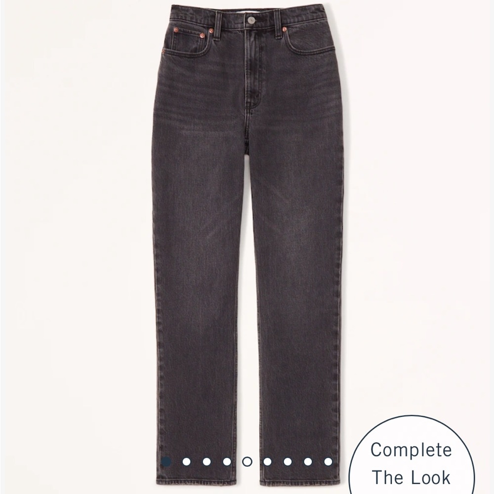 Abercrombie 90s straight ultra high rise jeans - size 10 long in grey/black